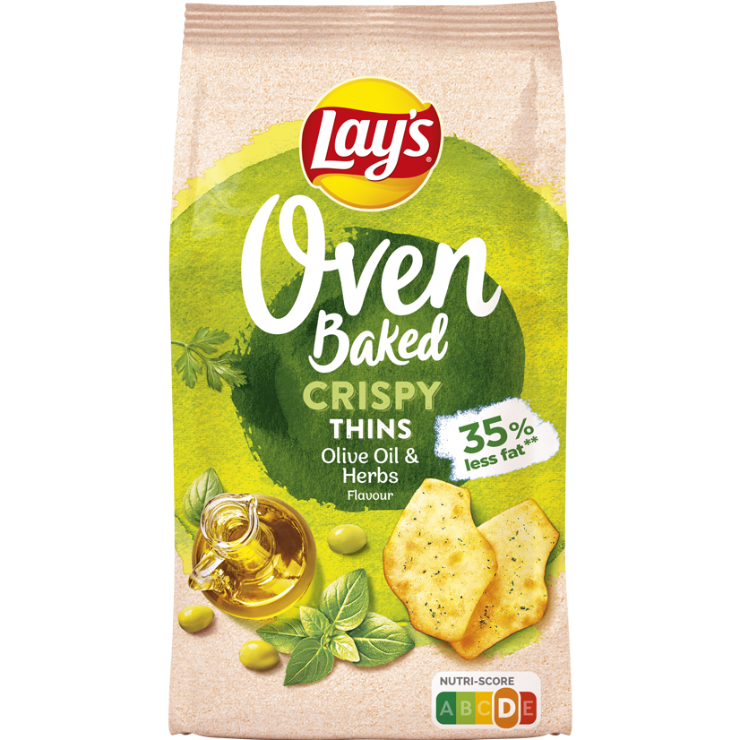 Lay's Oven Baked Crispy Thins Olive Oil & Herbs